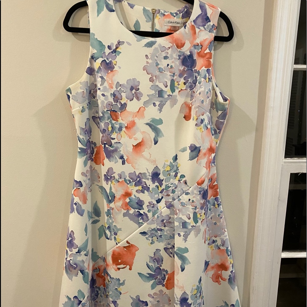 A-Line Floral Calvin Klein Dress